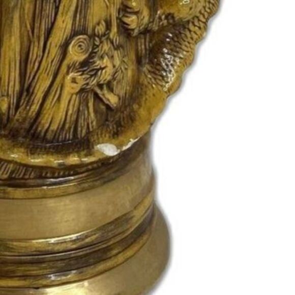 Vntg 1979 Ceramic Gloss Beer Stein Warrior Graphics & Dragon Handle Chip On Tail - Picture 7 of 7